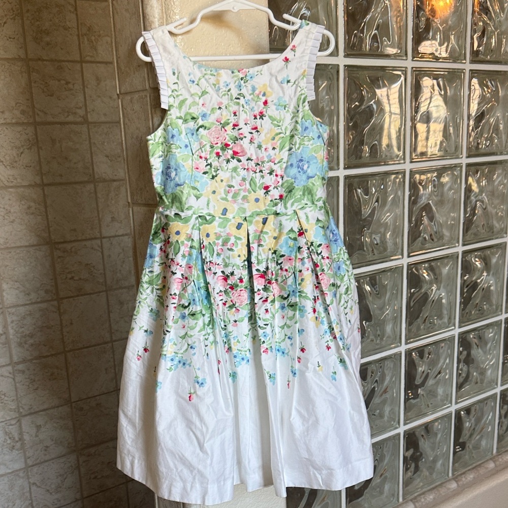 Size 6 Janie and Jack Floral Sateen Kids Easter Spring Dress